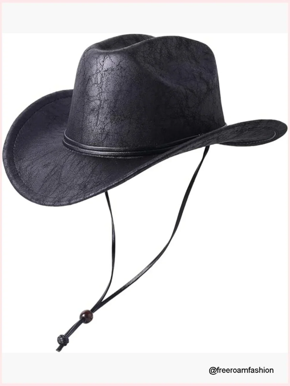 Wide Brim Felt Cowboy Hat with Chin Strap, Adjustable, Unisex Western Hat